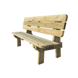 Banc Sylvestre en bois avec dossier 180x39 cm poids: 48kg résistante ,solide, éco-responsable