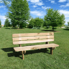 Banc Sylvestre en bois avec dossier 180x39 cm poids: 48kg résistante ,solide, éco-responsable