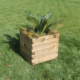 Jardinière Oléa en pin traité autoclave - 50x50x50cm, poids: 23 kg, résistante, solide et recyclable, Eco-responsable.