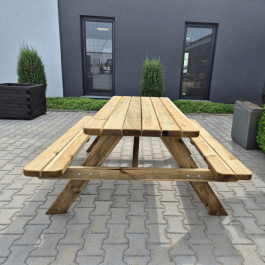 Lot de 3 tables pique-nique en bois de pin du nord  à poser 180x75cm, résistante, solide , éco-responsable Poids : 87 kg