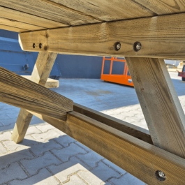 Lot de 3 tables pique-nique en bois à poser 230x90cm PMR  , résistante, solide , éco-responsable,