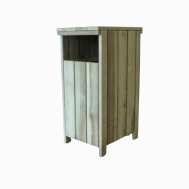 Corbeille Oléa pin du nord traité avec seau acier  – 90  litres - EUROSYLVIA