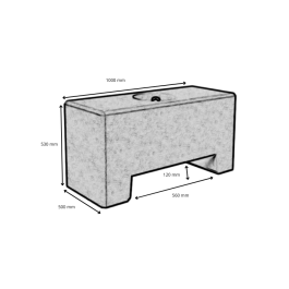 Poids de lestage H 500 kg, fabrication française , résistante, solide , Longueur : 1 m Largeur : 500 mm Hauteur : 530 mm, Béton