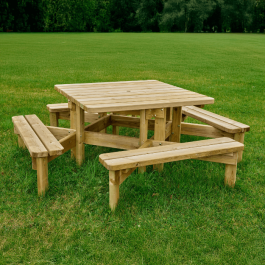 Table pique-nique carrée 210x210x74 cm