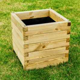 Jardinière Oléa en pin traité autoclave - 50x50x50cm, poids: 23 kg, résistante, solide et recyclable, Eco-responsable.