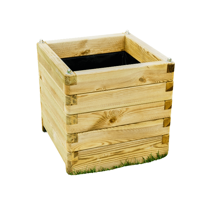 Jardinière Oléa en pin traité autoclave - 50x50x50cm, poids: 23 kg, résistante, solide et recyclable, Eco-responsable.