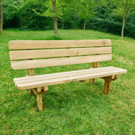 Banc Sylvestre en bois avec dossier 180x39 cm poids: 48kg résistante ,solide, éco-responsable