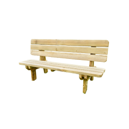 Banc Sylvestre en bois avec dossier 180x39 cm poids: 48kg résistante ,solide, éco-responsable