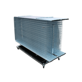 Lot de 24 grilles d'exposition 2x1m + 24 pieds + chariot - Fabrication française