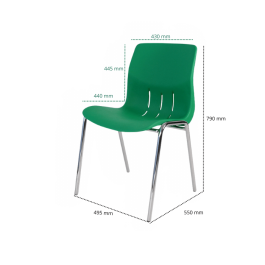 Chaise Kaline non accrochable M4 - piètement noir en Ø 22 mm