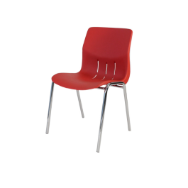 Chaise Kaline non accrochable M2 - piètement chrome en Ø 18 mm rouge