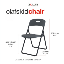 chaise pliante avec assise et dossier en polypropylène est équipée d'une barre anti enlisement