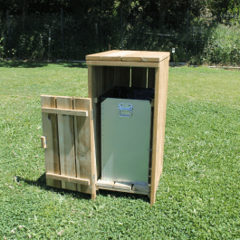 Corbeille Oléa pin du nord traité avec seau acier  – 90  litres - EUROSYLVIA
