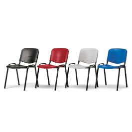 Chaise Iso empilable accrochable en polypro - piètement noir - Fabriquer en France