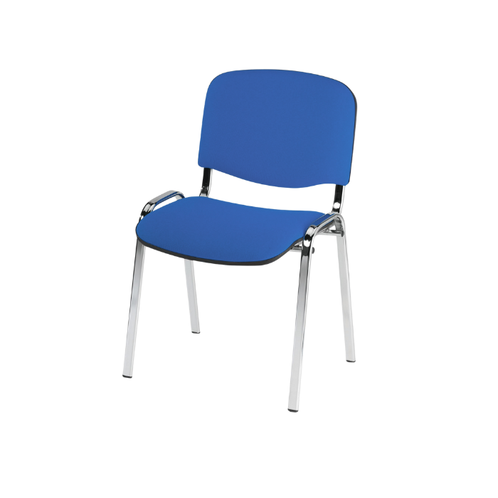Chaise Iso empilable non accrochable en tissu M2 -piètement chrome -Fabrication française Chaise Iso empilable non accrochable en tissu M2 -piètement chrome -Fabrication française
