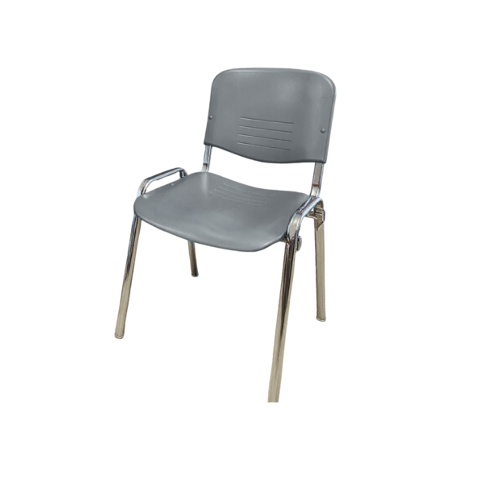 Chaise Iso empilable accrochable en polypro - piètement chrome - fabrication française Chaise Iso empilable accrochable en polypro - piètement chrome - fabrication française