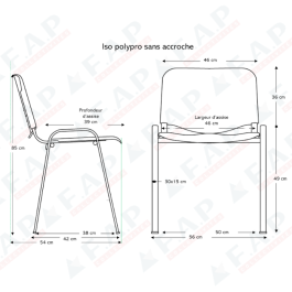 Chaise Iso empilable accrochable en polypro - piètement noir - Fabriquer en France
