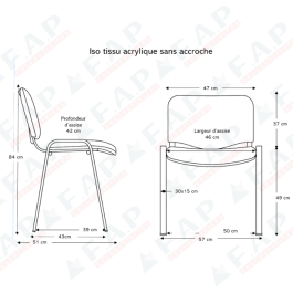 Chaise Iso empilable non accrochable en tissu M2-Fabrication française