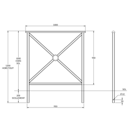 Barrière Alliance de FAP COLLECTIVITES  à sceller  - longueur 100 cm