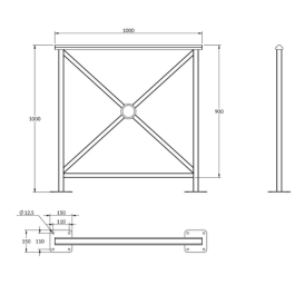 Barrière alliance sur platine  - longueur 100 cm