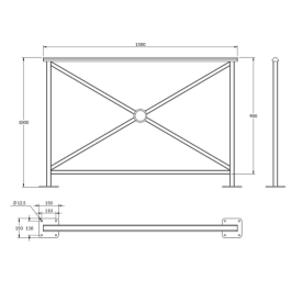 Barrière alliance de FAP COLLECRTIVITES sur platine  - longueur 150 cm Barrière alliance de FAP COLLECRTIVITES sur platine  - longueur 150 cm