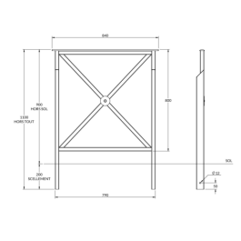 BARRIERE CROIX DE ST ANDRE DE FAP COLLECTIVITES LG 0.84 M [PEINT]