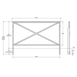 Barrière Croix de Saint André de FAP COLLECTIVITES à sceller - longueur 164 cm