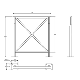 Barrière Croix de Saint André sur platines - longueur 84 cm Barrière Croix de Saint André sur platines - longueur 84 cm
