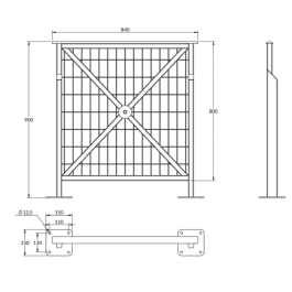 Barrière Croix de Saint André grillagée sur platines - longueur 84 cm Barrière Croix de Saint André grillagée sur platines - longueur 84 cm