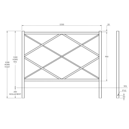 BARRIERE LOSANGE DE FAP COLLECTIVITES LG 1.55 M [PEINT]