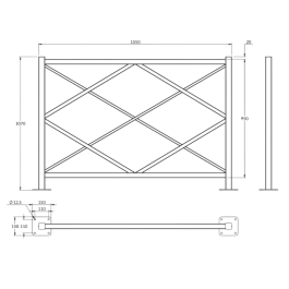 Barrière Losange de FAP-COLLECTIVITES sur platines - longueur 155 cm Barrière Losange de FAP-COLLECTIVITES sur platines - longueur 155 cm