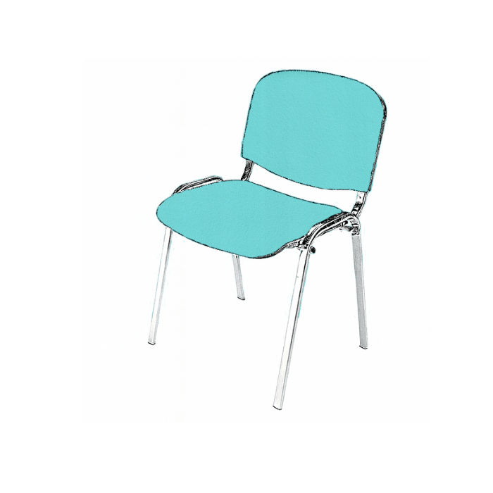 Chaise Iso Cluny en tissu enduit Urban M1 empilable accrochable - piètement chrome - fabrication française
