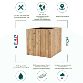 Jardinière Atrium 100x100x100 cm- 712 L - HORTALIA de FAP COLLECTIVITES