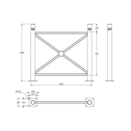 Barrière Harmonie -Tête 1 gorge sur platines - longueur 107 cm de FAP COLLECTIVITES Barrière Harmonie -Tête 1 gorge sur platines - longueur 107 cm de FAP COLLECTIVITES