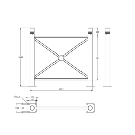 Barrière Harmonie -Tête 2 gorges sur platines - longueur 107 cm de FAP COLLECTIVITES Barrière Harmonie -Tête 2 gorges sur platines - longueur 107 cm de FAP COLLECTIVITES