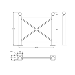 barrière Harmonie à tête boule sur platines - longueur 107 cm de  FAP Collectivités barrière Harmonie à tête boule sur platines - longueur 107 cm de  FAP Collectivités