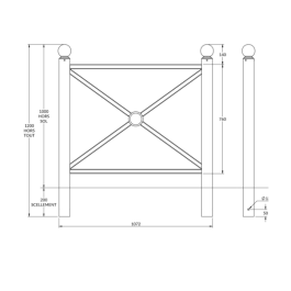 Barrière Harmonie à tête boule à sceller - longueur 107 cm de FAP COLLECTIVITES Barrière Harmonie à tête boule à sceller - longueur 107 cm de FAP COLLECTIVITES