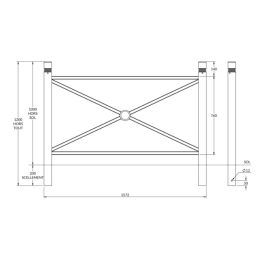barrière Harmonie à tête 2 gorges à sceller - longueur 157 cm de  FAP Collectivités barrière Harmonie à tête 2 gorges à sceller - longueur 157 cm de  FAP Collectivités