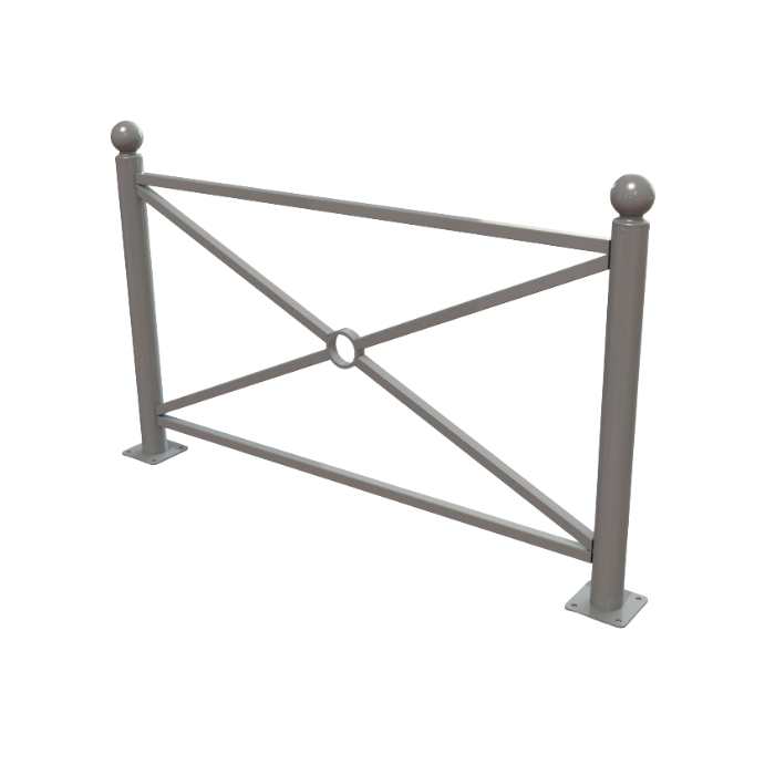 Barrière Harmonie à tête boule sur platines - longueur 157 cm de FAP COLLECTIVITES Barrière Harmonie à tête boule sur platines - longueur 157 cm de FAP COLLECTIVITES