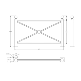 Barrière Harmonie à tête boule sur platines - longueur 157 cm