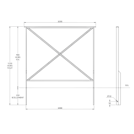 Barrière Tradition sans crosse  à sceller - longueur 105 cm de Fap Collectivités Barrière Tradition sans crosse  à sceller - longueur 105 cm de Fap Collectivités