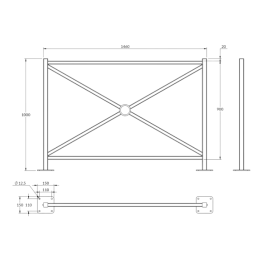 Barrière Versailles sur platines - longueur 147 cm de  FAP Collectivités Barrière Versailles sur platines - longueur 147 cm de  FAP Collectivités