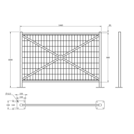 Barrière Versailles grillagée sur platines - longueur 147 cm de FAP Collectivité