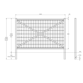 barrière Versailles grillagée à sceller - longueur 146 cm de FAP Collectivités