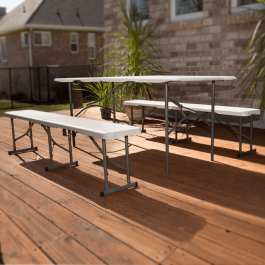 Banc valise blanc 180 cm en polyéthylène HDPE - LIFETIME