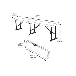 Banc valise blanc 180 cm en polyéthylène HDPE - LIFETIME