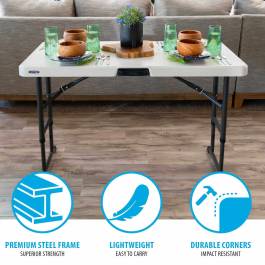 Table pliante polyéthylène blanche  122 x 61 x 61 / 74 / 86.4 cm nesting- Lifetime