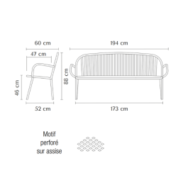 Banc Eden 3 places - 173 cm de FAP COLLECTIVITES