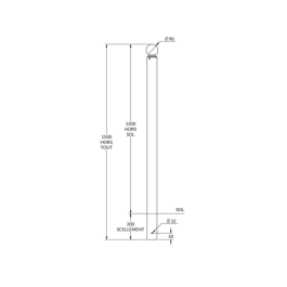 Potelet tête boule PMR de FAP COLLECTIVITES riveté à sceller Ø 76 mm - H 130 cm