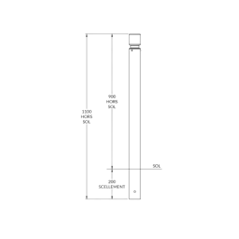 Potelet 1 gorge riveté à sceller Ø 76 mm - H 0,90 cm